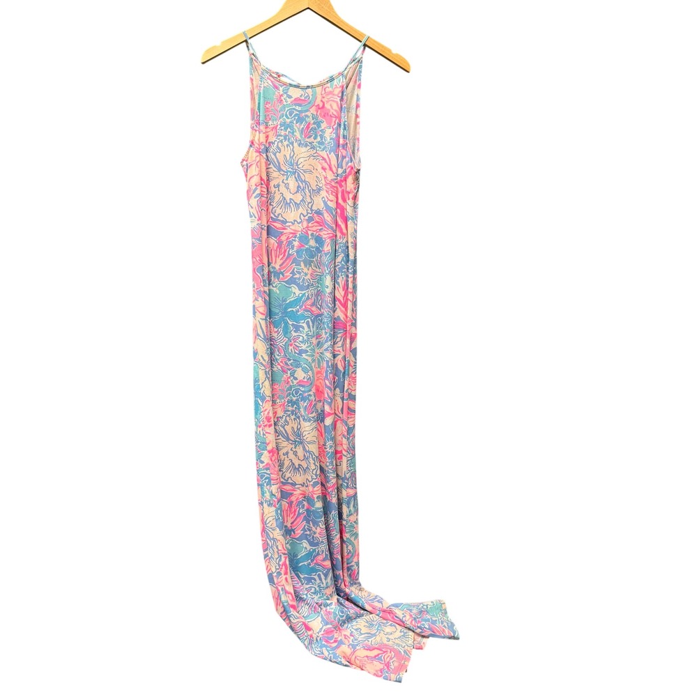 Lilly Pulitzer Margot Maxi Dress Womens S Blue Pink Peri Viva La Lilly Floral